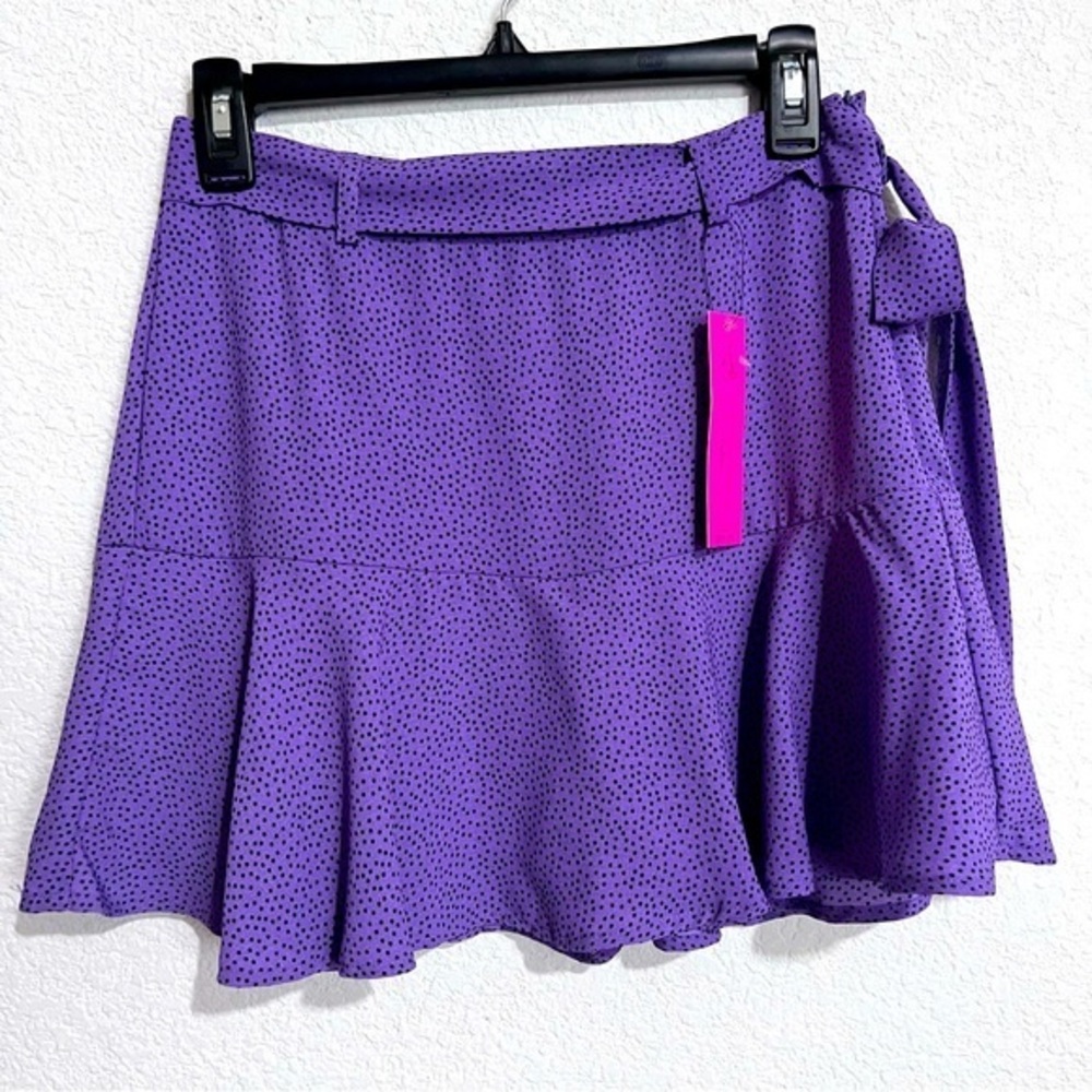 Love For Humanity Couture Purple Micro Dots Tiered Flared Skort New Medium
